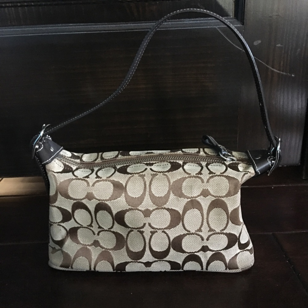 Coach brown small CC monogram purse